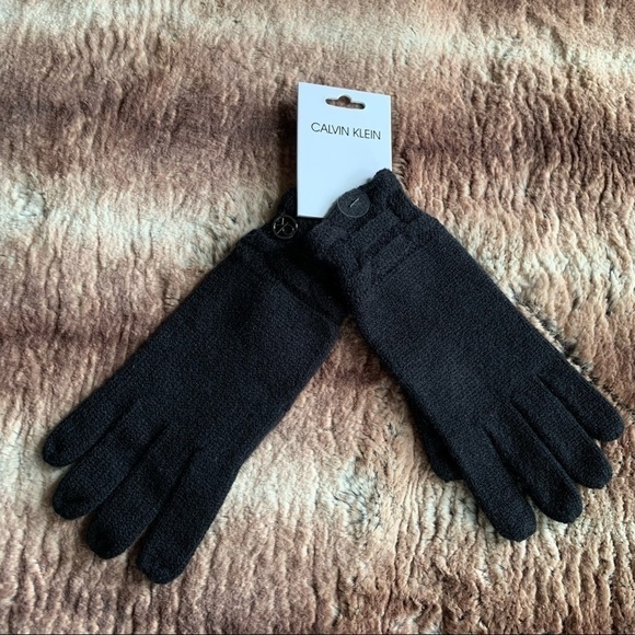 Calvin Klein Chain Cable Black Gloves - Picture 1 of 5